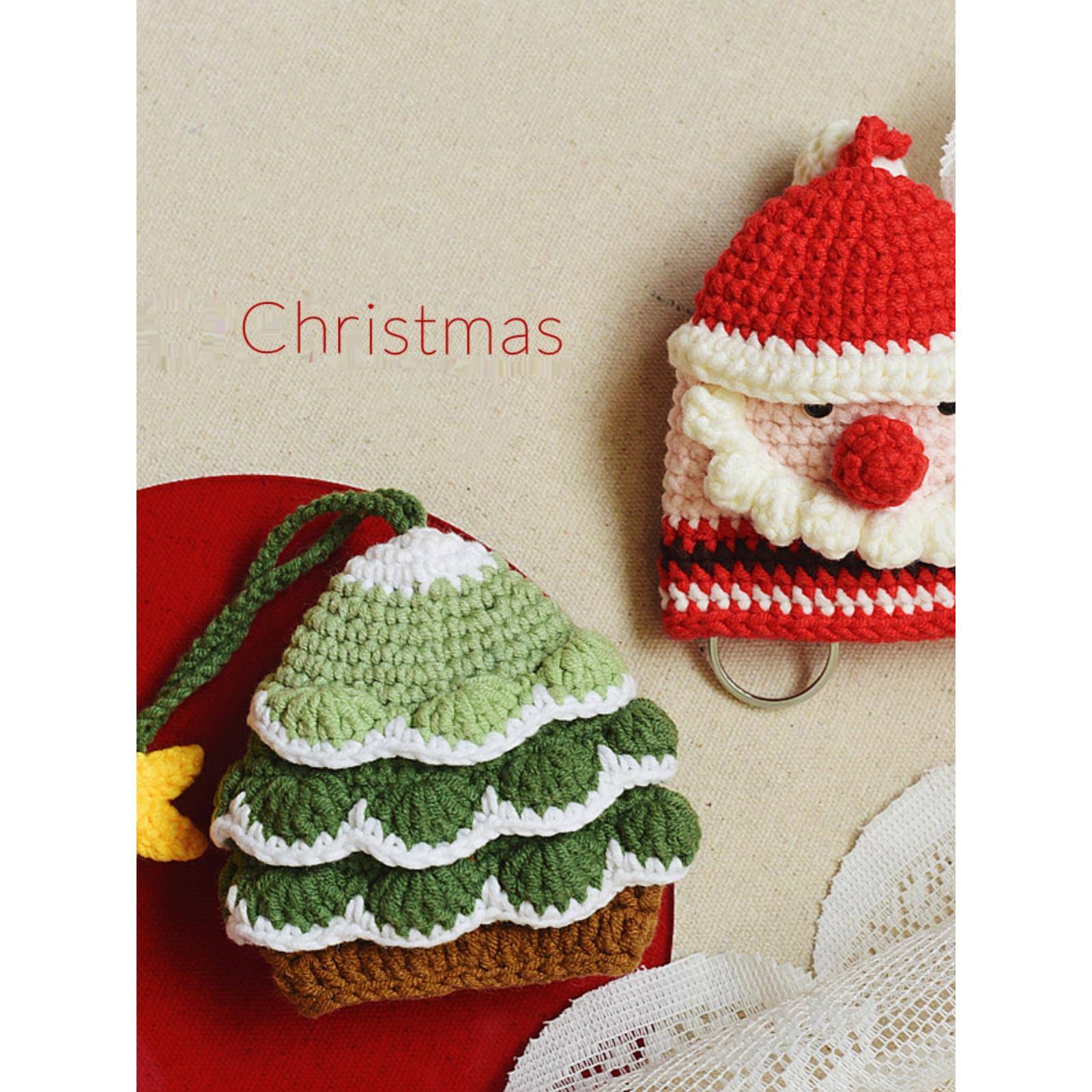 个性创意潮手工毛线钩织成品圣诞老人钥匙包抽拉式钥匙套礼物礼品