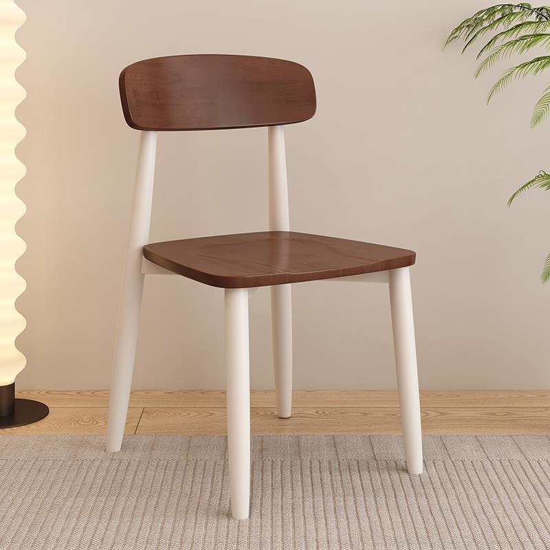 北欧现代全实木椅子餐椅家用书房靠背椅餐桌椅餐厅奶油风白色凳子