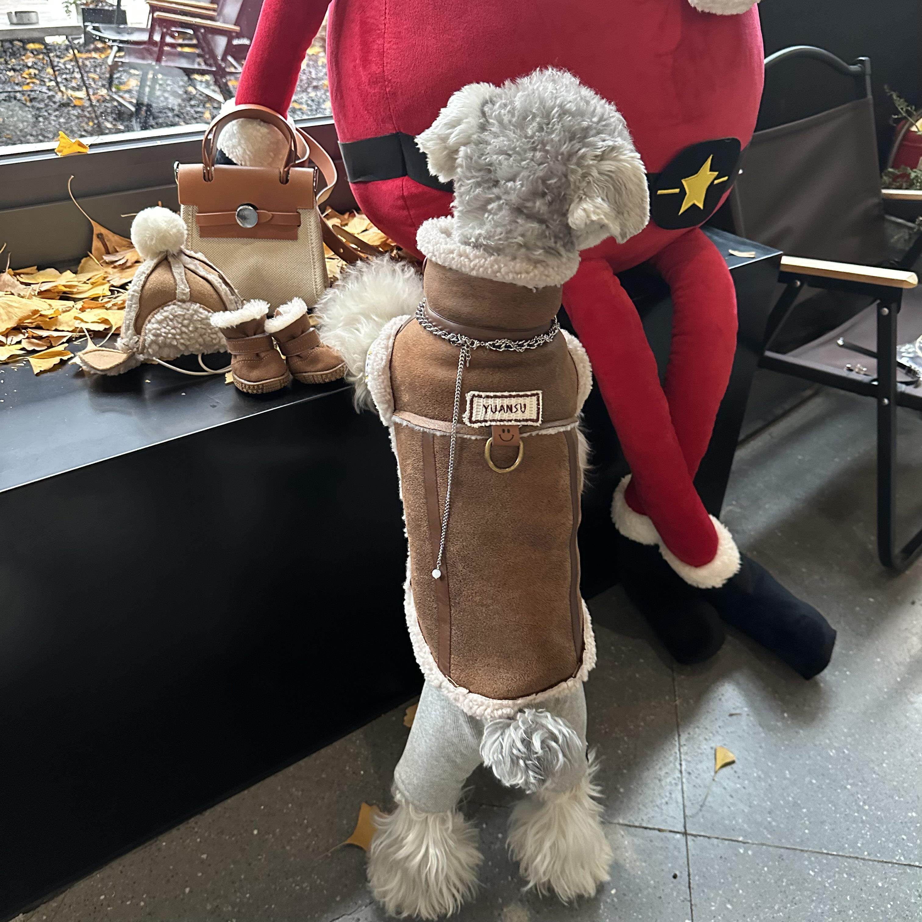 FZL狗狗衣服冬季保暖加厚雪纳瑞比熊泰迪柴犬西高地羊羔马甲外套A