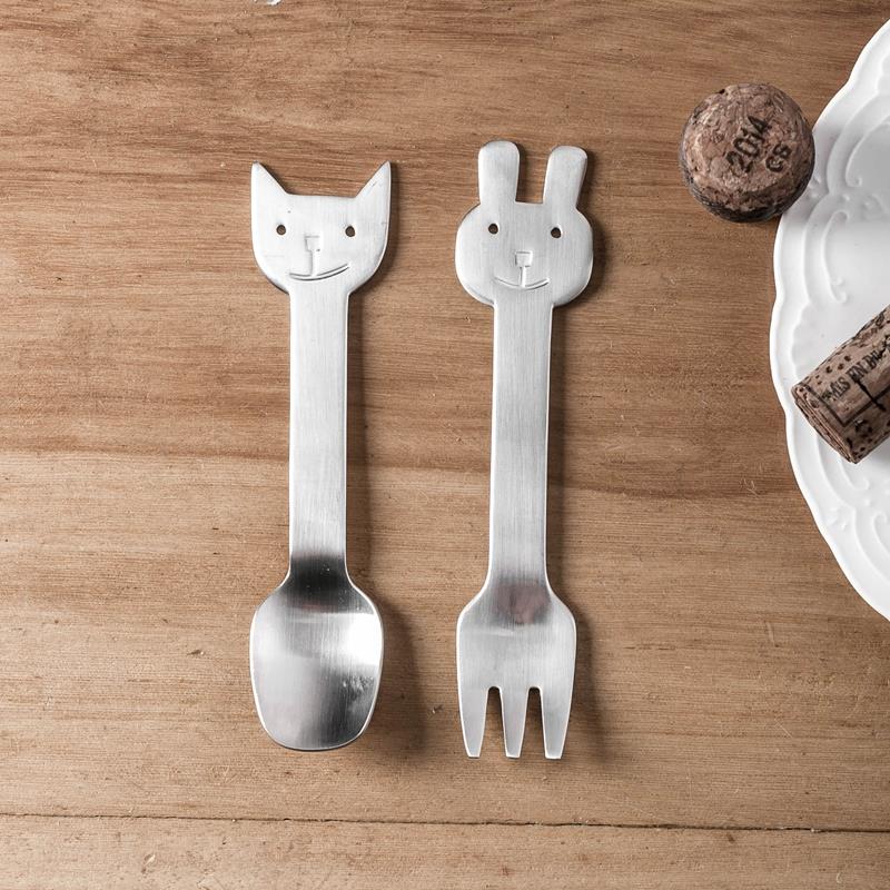 丹麦轻奢GENES 1-4周岁宝宝吃饭勺子儿童可爱卡通小勺叉子甜品勺