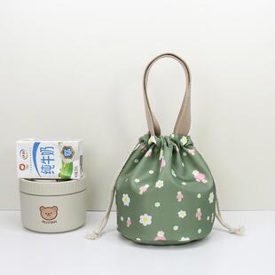 圆形饭盒包手提袋子防水早餐袋便当包便携外出收纳袋午餐盒饭包袋