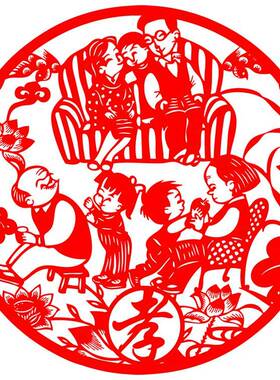 FR88 孝宣传道德街道礼物仪学校德智体美劳教育窗花剪纸纸雕成品