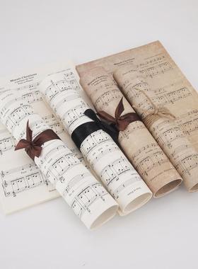 英文乐谱书卷钢琴琴谱五线谱书页样板房书房摆件现代软装饰品庭院