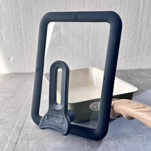 玉子烧锅盖 方形硅胶可立盖 可视钢化玻璃盖