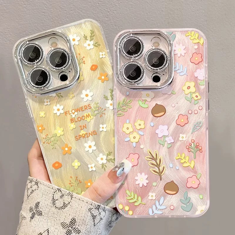 栗子小碎花适用苹果17promax手机壳iPhone16女15pro新款14plus镜头膜13/卡通xs全包xsmax可爱7/8/11防摔6