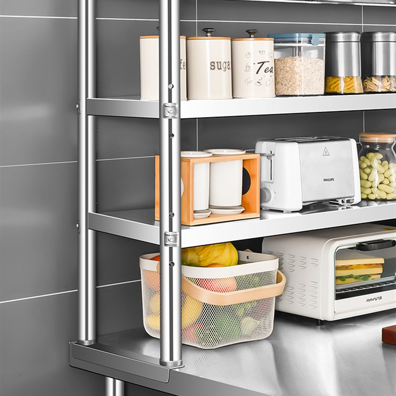 工作台商用不锈钢三层厨房操作台桌子打荷台加厚定 制台面案