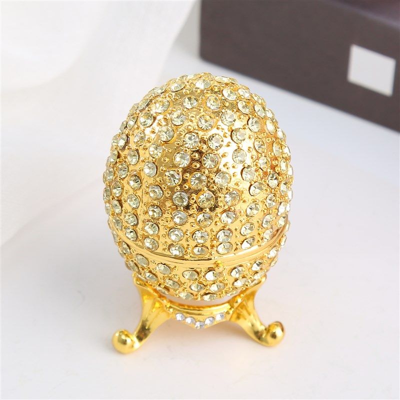 珐琅彩镶钻手工彩绘合金首饰盒镀金满钻鸡蛋形状工艺品家居摆件,特色手工艺,其他特色工艺品,淘宝优惠券,粉丝福利购,淘宝优惠卷