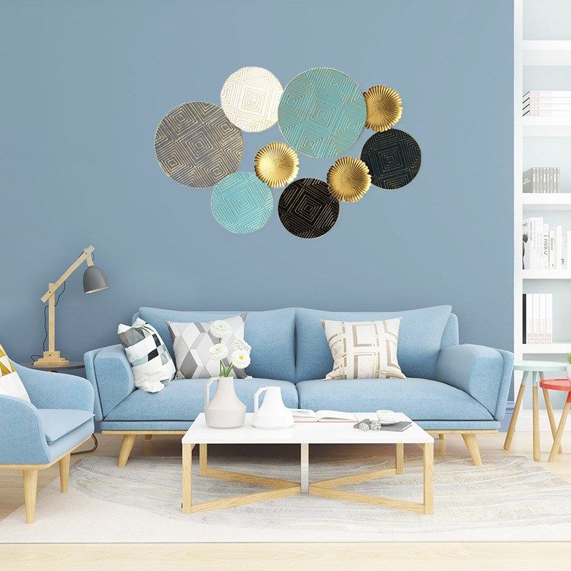 创意立体手绘圆盘壁挂现代简约客厅沙发样板间墙壁挂饰背景墙装饰,家居饰品,壁饰,淘宝优惠券,粉丝福利购,淘宝优惠卷