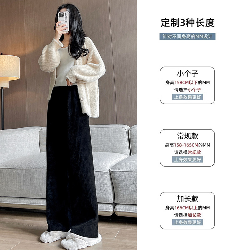 雪尼尔阔腿裤子女秋冬季2