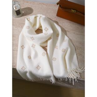 白色纯羊毛围巾女款2025新款冬季羊绒围脖高级感时尚洋气高档冬天