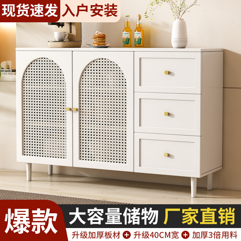 法式餐边柜2025现代简约白色储物柜家用餐厅茶水柜可定制收纳橱柜