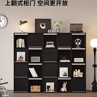 实木书柜现代中古边柜斗柜客厅家用收纳柜书房落地书架组合置物柜