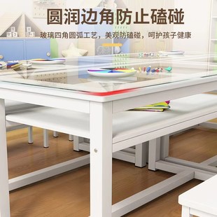 小学幼儿园玻璃美术绘画桌补习辅导培训班课桌椅手工书法画室桌子