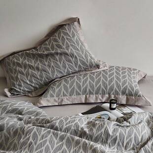色织提花轻奢单双人床笠款四件套日式中性复古树叶全棉水洗棉床上