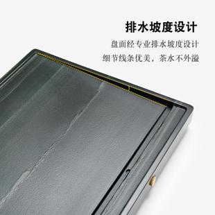 家用客厅长方形天然石材茶台简约干 68NK9HX乌金石茶盘新中式