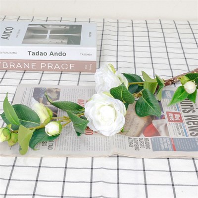 玫蕊仿真花客厅装饰插花仿真花婚庆装饰假花仿真茶花