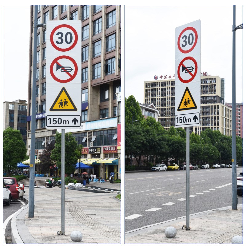 道路标牌指路牌定制单柱式标牌马路交通指示牌铝制人行道立牌定制