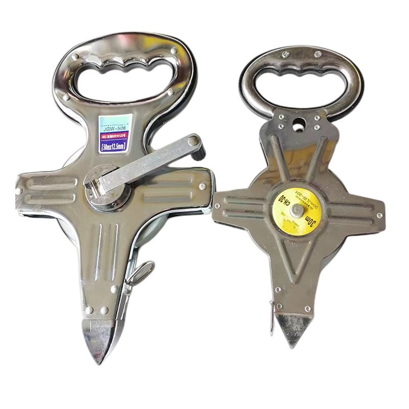 红光手摇钢架尺30米50米100米手提式架式钢卷尺工程地测量专用