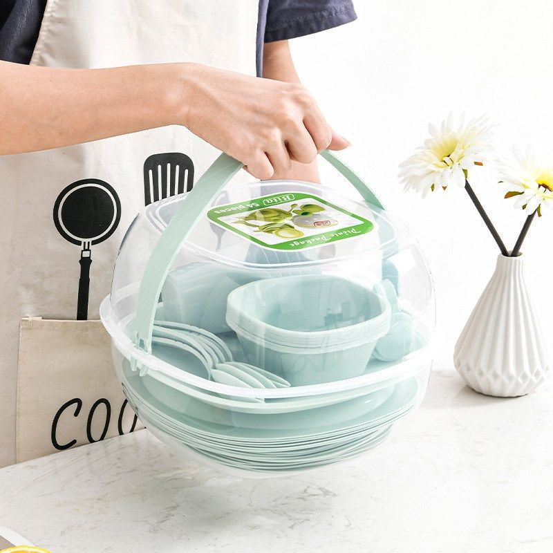 跨境户外便携式野营餐具套装露营野炊盘子勺子碗筷48件套手提餐盒,运动/瑜伽/健身/球迷用品,其他运动护具,淘宝优惠券,粉丝福利购,淘宝优惠卷