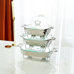 casserole金色石头纹烤盘长方形陶瓷烤盘加热干汤锅bake ware