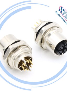 M12 8pin X-code PCB母孔连接器传感器板端插座