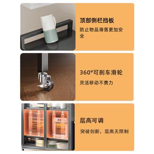 钢制厨房置物架落地多层家用多功能收纳架子微波炉锅架储物柜不锈