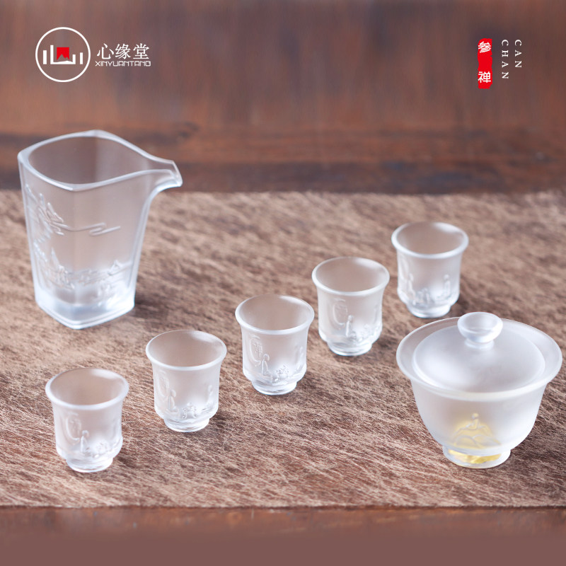 客福心缘堂琉璃闲梦江南套装公道壶承品茗杯功夫茶具泡茶盖碗套组