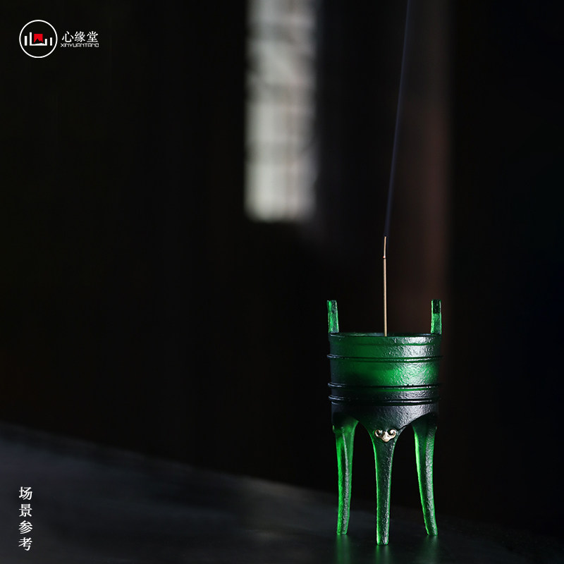 心缘堂琉璃香器【三足方耳