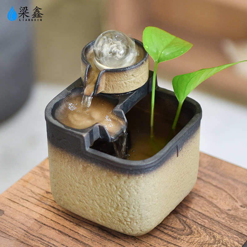 流水加湿器循环山水喷泉客厅生财风水球开业小摆件办公室桌面布置