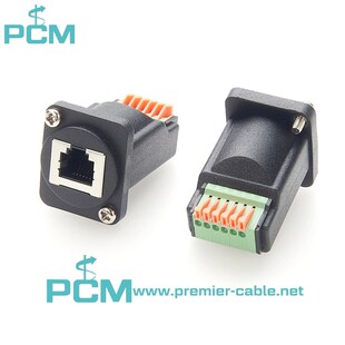 RJ11 RJ12 6P6C面板带螺丝端子排连接器 RJ12 D型插头接线端子