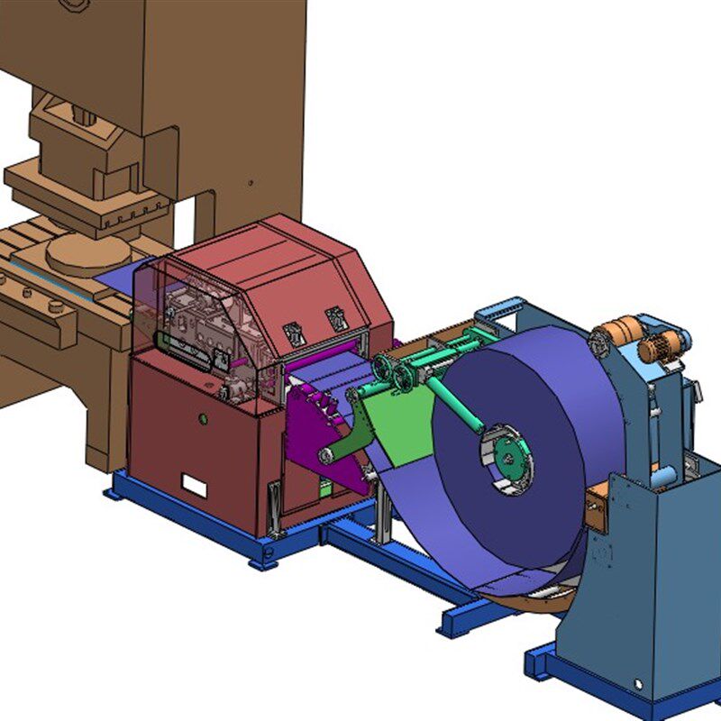 三合一冲床钢带送料机3D图纸设计自动化设备sw三维solidWorks模型
