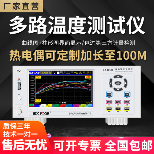 意力EX3008多路温度测试仪多通道巡检仪湿度采集记录仪曲线32路