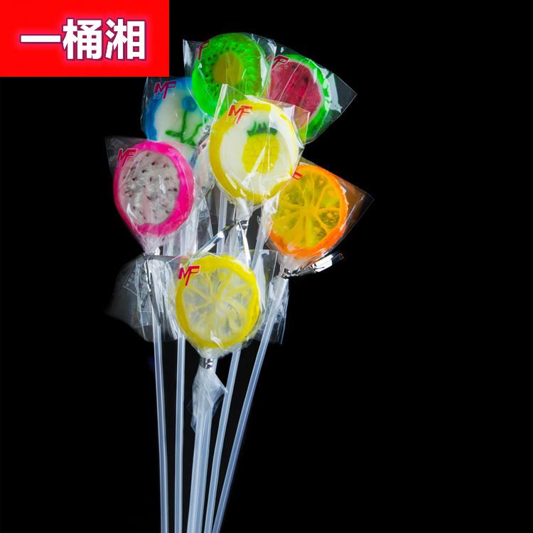 网红高颜值长棒棒糖水果切片糖长杆可爱创意喜糖果10g*100支