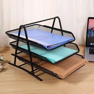 多功能办公文件架 金属网格桌面收纳架 稳固可拆卸多层办公资料架