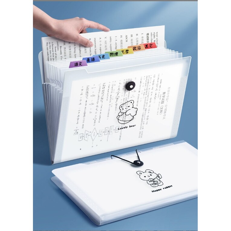 A4文件夹多层风琴包试卷收纳册收纳袋学生大容量A4资料册透明插页