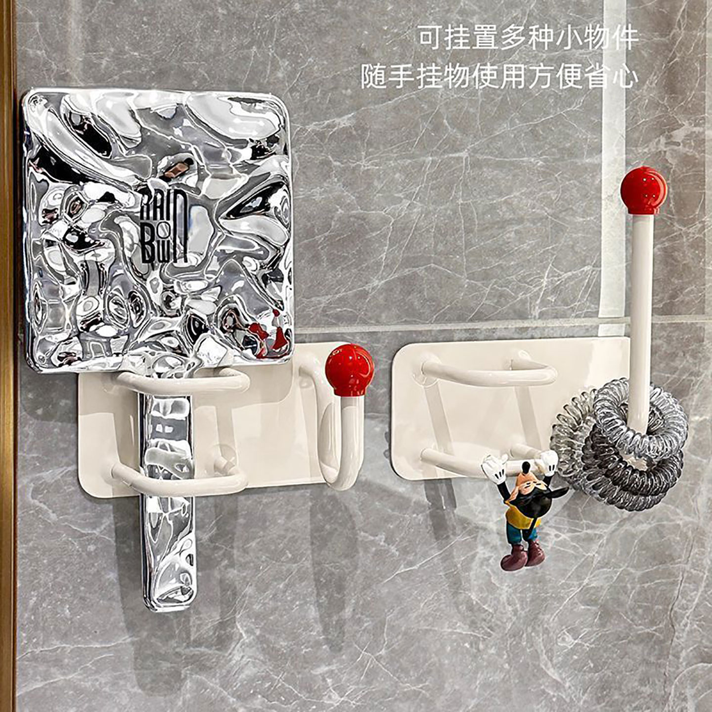 多巴胺梳子置物架壁挂收纳免打孔头绳发圈发箍挂钩浴室首饰粘钩