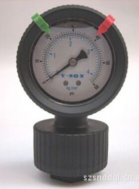 Y-SON隔膜压力表PCB塑料耐腐蚀PP4分内牙PT1/2电镀设备压力表6KG5