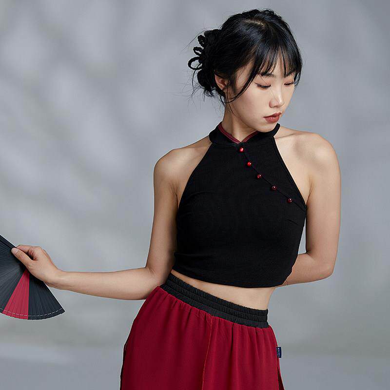 华丽独秀古典舞国风爵士旗袍中式背心上衣形体练功服现代舞训练服