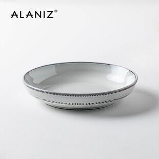 alaniz南兹隐盘子家用覆古西餐盘鱼盘欧式陶瓷盘子创意汤盘深盘