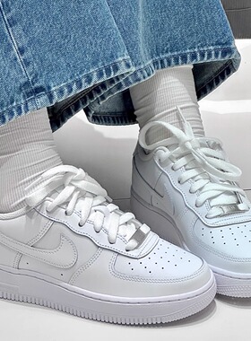 Nike/耐克 Air Force 1 Low AF1 GS女款纯白色低帮板鞋FV5951-111
