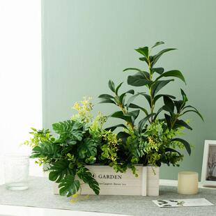 栅栏仿真绿植假花高级感插花植物组合客厅桌面装饰摆件小盆栽造景