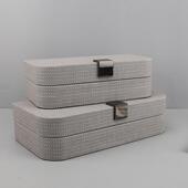 饰品电视柜卧室家庭桌面装 木制皮革化妆珠宝收纳盒装 风格 休闲欧式