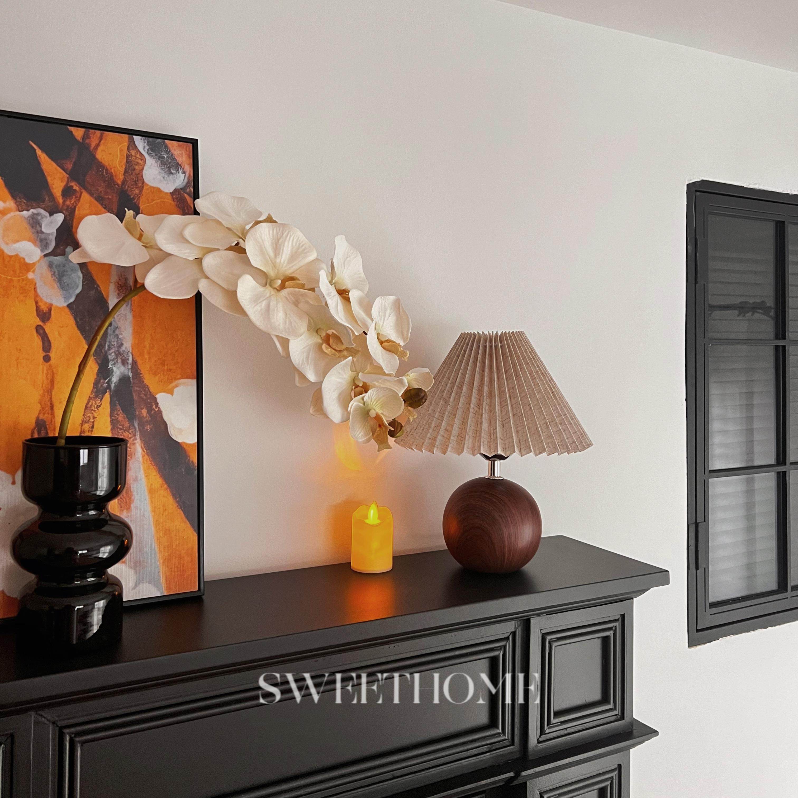 SweetHome *台灯卧室百褶覆古陶瓷书房夜灯浪漫桌面装饰气氛灯