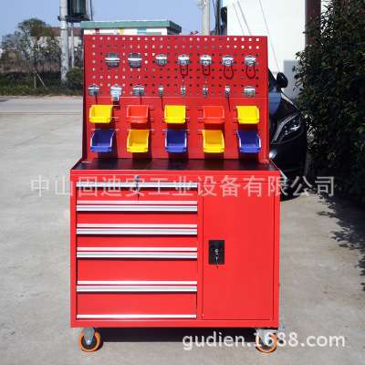 工业维修车间工具柜五金工具车抽屉式移动带挂板推车带锁零件柜