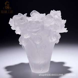 高颜值琉璃玫瑰花专用花瓶摆件轻奢高级感小众白色新房子乔迁礼物