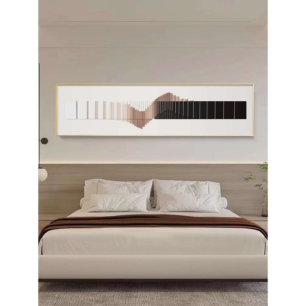 轻奢意式横版卧室装饰画高级感房间主卧床头挂画极简抽象客厅壁画