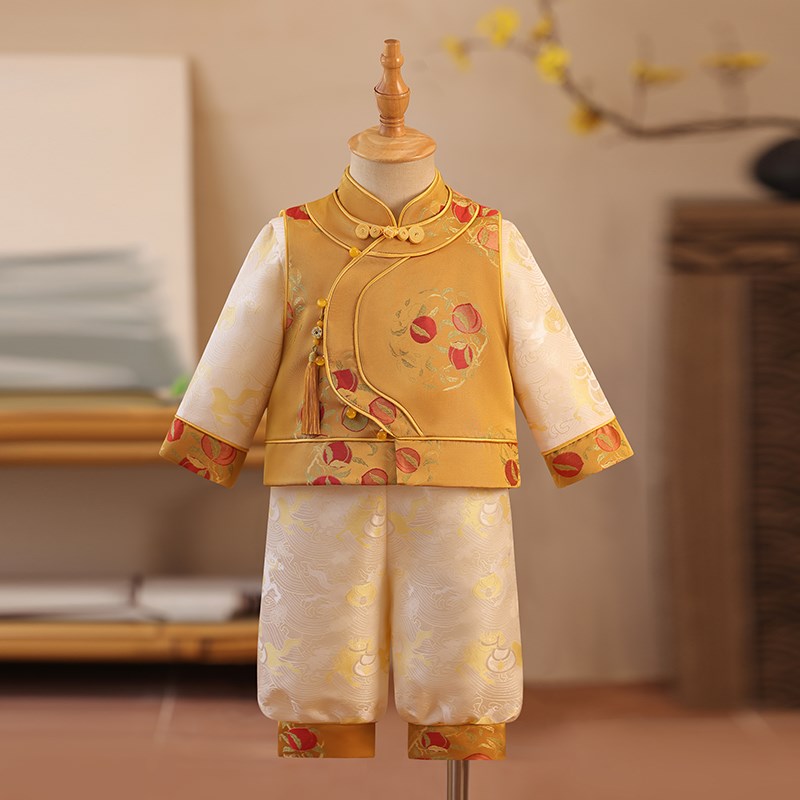 周岁男宝礼服秋季2024新款男童一周岁宝宝抓周衣服中国风汉服服装