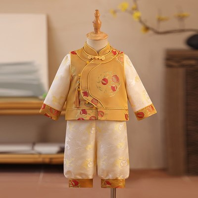 周岁男宝礼服秋季2024新款男童一周岁宝宝抓周衣服中国风汉服服装