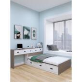 书桌一体床带储物空间儿童房榻榻米带书桌1米2单人床桌一体组合