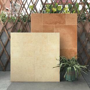 别墅户外庭院地砖法式莱姆石瓷砖复古室外花园院子仿古砖600x600